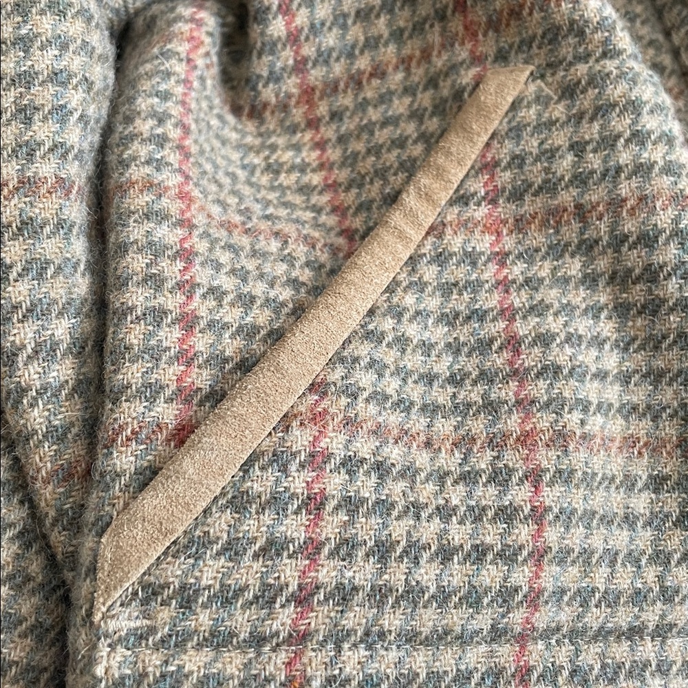Vintage Lauren Ralph Lauren Houndstooth Wool Jacket Leather Trim Full Zip Sz S - Picture 6 of 12